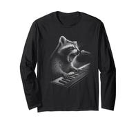 Raccoon che suona tastiera pianista amante degli animali Maglia a Manica