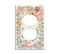 Raccoon - Copertura da parete duplex per bagno, fantasiosa e accogliente, in plastica color pesca pastello, dimensioni standard, doppia presa di corrente, per soggiorno, camera da letto, casa, ufficio