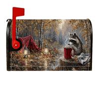 Raccoon Coperture magnetiche per cassetta postale, lanterna rustica a tema natura, copertura per cassetta delle lettere marrone autunnale per decorazione portico anteriore 53 x 65,5 cm