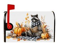 Raccoon Coperture magnetiche per cassetta postale, sciarpa autunnale rustica con zucca, copertura arancione per cassetta delle lettere per decorazione del prato, 53 x 64 cm