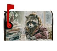 Raccoon - Coperture magnetiche per cassette postali, rustiche e accoglienti, colore marrone invernale, per decorazione portico anteriore, 45 x 53 cm