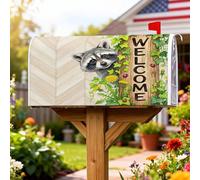 Raccoon - Coperture magnetiche per cassette postali, rustiche ispirate alla natura, dente di leone, edera, verde primavera, coperture per cassette postali per esterni, per decorazione del prato, 53 x