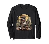 Raccoon Cowboy - Rancher Cowpoke Paese Western Maglia a Manica