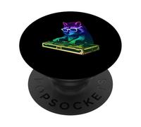 Raccoon DJ Music Party Amante degli animali PopSockets PopGrip Adesivo