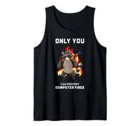 Raccoon Dumpster Fire Humor Trash Panda Sicurezza Parodia Citazione Canotta