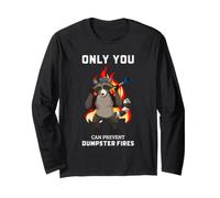 Raccoon Dumpster Fire Humor Trash Panda Sicurezza Parodia Citazione Maglia a Manica