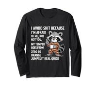 Raccoon Evito Le Cose perché Ho Paura di Me Maglia a Manica