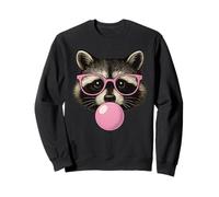 Raccoon Faccia Mangiare Gomma e Fa Un Procione Carino Bolla Rosa Felpa