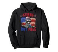 Raccoon Feral 4 ° Luglio Patriotic American US America Flag Felpa con Cappuccio