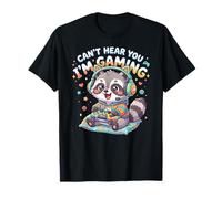 Raccoon Gaming Can't Hear You I'm Gaming Common Raccoon Maglietta