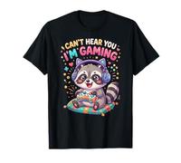 Raccoon Gaming Can't Hear You I'm Gaming Common Raccoon Maglietta