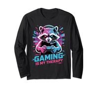 Raccoon Gaming Gaming Is My Therapy Maglia a Manica