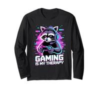 Raccoon Gaming Gaming Is My Therapy Maglia a Manica