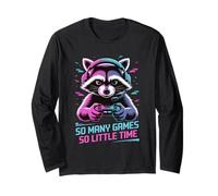Raccoon Gaming So Many Games So Little Time Maglia a Manica