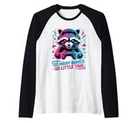 Raccoon Gaming So Many Games So Little Time Maglia con Maniche Raglan