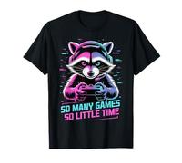Raccoon Gaming So Many Games So Little Time Maglietta