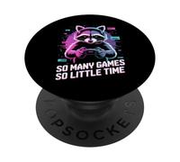 Raccoon Gaming So Many Games So Little Time PopSockets PopGrip Adesivo