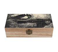 Raccoon Hunter Caccia Scatola del tesoro in legno contenitore 20,9 cm x 9,4 cm x 5,8 cm scatole dei ricordi con coperchio incernierato e chiusura frontale