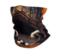 Raccoon in The Fall Tree Hole Pattern Passamontagna Elegante Ghetta da Collo Traspirante Sciarpa al Collo per Outdoor Yoga Estivo 26X30CM