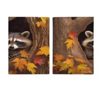 Raccoon in The Fall Tree Hole Porta passaporto ultra sottile in pelle PU organizer per documenti da viaggio compatto premium internazionale per passaporto americano copertura per donne uomini