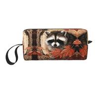 Raccoon in The Fall Tree Hole Print Toiletries Bag per le donne formato da viaggio carino borsa da toilette da viaggio borsa per trucco borsa organizer, bianco, Taglia unica
