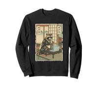 Raccoon IT Guy Stile di Vita Portatile w Boba Tea Ukiyo-e Felpa