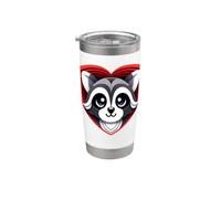Raccoon Lover, simpatico animale selvatico a forma di cuore rosso Bicchiere termico in acciaio inox doppia parete