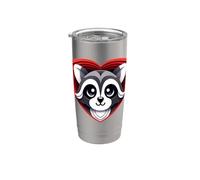 Raccoon Lover, simpatico animale selvatico a forma di cuore rosso Bicchiere termico in acciaio inox doppia parete