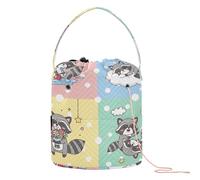 Raccoon Multi - Scene Pattern Crochet Tote Bag Crochet Filati Storage Portatile Aghi Storage per Uncinetto Uncinetto Accessori