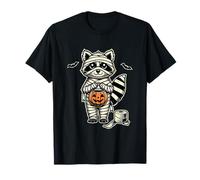 Raccoon Mummy Trick or Treat Uomini Donne Bambini Divertente Halloween Maglietta