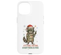 Raccoon - Natale - It's Fine I'm Fine! Everything Is Fine Custodia per iPhone 15