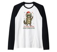 Raccoon - Natale - It's Fine I'm Fine! Everything Is Fine Maglia con Maniche Raglan