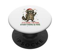 Raccoon - Natale - It's Fine I'm Fine! Everything Is Fine PopSockets PopGrip Adesivo
