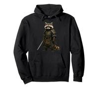 Raccoon Samurai, Warrior Japanese Budo Animal, Nature Design Felpa con Cappuccio