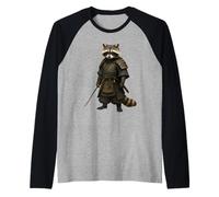 Raccoon Samurai, Warrior Japanese Budo Animal, Nature Design Maglia con Maniche Raglan