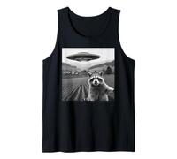 Raccoon Selfie con UFO Divertente Rapimento Alieno Meme Canotta