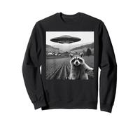 Raccoon Selfie con UFO Divertente Rapimento Alieno Meme Felpa