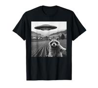 Raccoon Selfie con UFO Divertente Rapimento Alieno Meme Maglietta