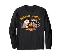 Raccoon Sharing is Caring Opossum Pizza Ragazzi Ragazze Bambini Maglia a Manica