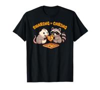 Raccoon Sharing is Caring Opossum Pizza Ragazzi Ragazze Bambini Maglietta