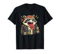 Raccoon Singer Rock On Band Divertente Rockstar Vocalist Fan Maglietta
