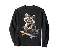 Raccoon Skateboard Wildlife Trash Panda Foresta Kawaii Art Felpa