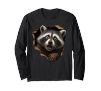 Raccoon Spaventato Panno Strappato Divertente Grafica 3D Maglia a Manica