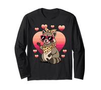 Raccoon Sunglasses Valentines Day Maglia a Manica