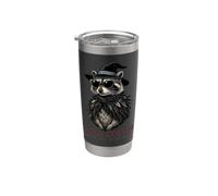 Raccoon Trash Panda Strega Cappello Occhiali da Sole Piuma Scialle Bicchiere termico in acciaio inox doppia parete