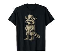 Raccoon Vintage Cowboy Cowgirl Raccoon Maglietta