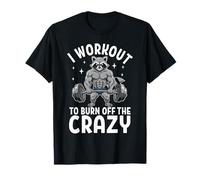 Raccoon Workout To Burn off The Crazy Gym Humor Maglietta