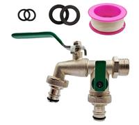 Raccordatura Divertitore 2 Vie, Rubinetto Per Bagno Con Doppio Ugello, Con Doppio Bocchello Antiperdita Idoneo per Giardino Cucina Bagno e Lavanderia Esterne