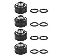 Raccordi a Compressione, ASHATA 4 / 6pz Raccordo a Compressione in Ottone per Acqua per PC, Adatto per Tubo Rigido di Diametro Esterno 16mm 6 Colori(4 Pezzi Nero)