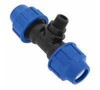 Raccordi a T a Compressione MDPE 25mm x 1/2" x 25 mm con due uscite femmina e uno maschio - Raccordo per tubo dell’aqua a forma di T PP PN16 - Connettori per Tubi PE80, PE100 - 1 pezzo - SmartProduct